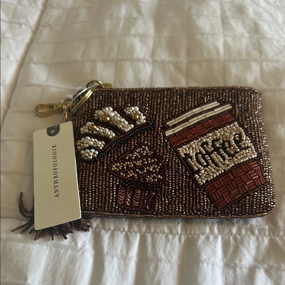 Anthropologie Beaded Coffee and Pastry Pouch